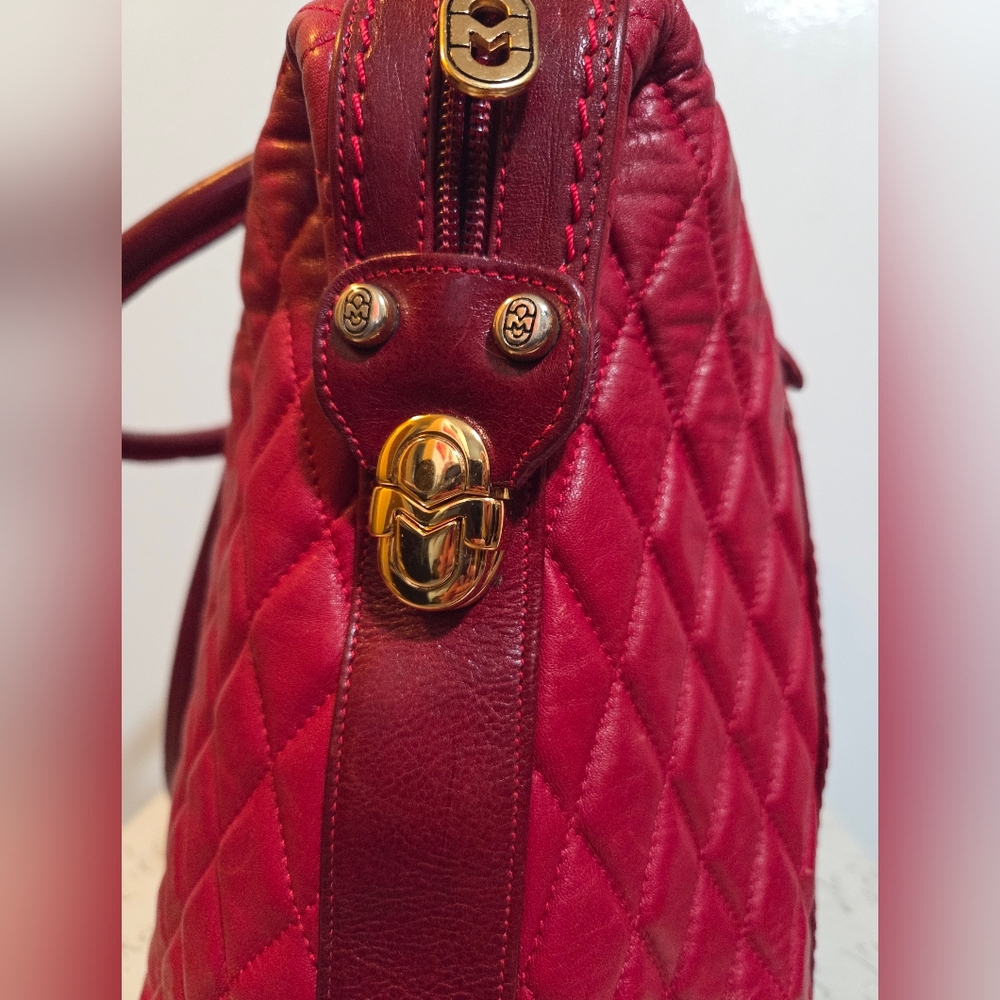 Marino Orlandi Red Quilted Leather Tote Bag - Picture 10 of 16